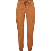 Womens high-waisted cargo tracksuit pants made of caramel