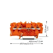 WAGO Prevodna sponka 4.2 mm z natezno vzmetjo oranžne barve WAGO 2001-1402 100 kosov