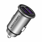 Vention Dual Port Car Charger FFEH0 USB A+A(30/30) Gray