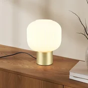Trio Lighting Namizna svetilka Diva, medeninasta barva, bela, kovina, steklo, E27 - Dnevna soba/jedilnica - medenina, bela
