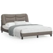shumee vidaXL Posteljni okvir brez vzmetnice, taupe, 140x200 cm, oblazinjen s tkanino