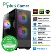 PCPLUS Gamer Ryzen 7 9700X 64GB 2TB SSD RTX 5070Ti 16GB Windows 11 Home + Xbox GP gaming namizni računalnik