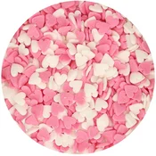 Funcakes Slaščičarska dekoracija - mini srčki bela/roza barva 60 g