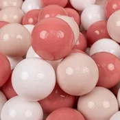 shumee KiddyMoon plastične kroglice 7 cm pastelno bež-lososovo-bele barve, komplet 200 igrač žogic