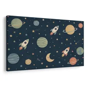 Slika vesele rakete med planeti - 90x60