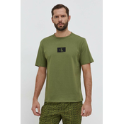 Pamucna pidžama kratkih rukava Calvin Klein Underwear boja: zelena, s tiskom