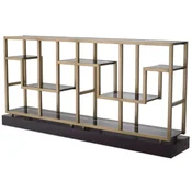 Casa Padrino luxury console brass/gray/black 213.5 x 34 x H. 104.5 cm - Rectangular console table with glass tops - Living room furniture - Luxury furniture - Luxury furnishings