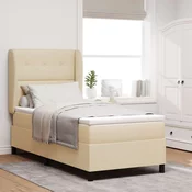 vidaXL vidaXL Box Spring postelja z vzmetnico Krem 90x200 cm Izdelani iz blaga, (22052921)