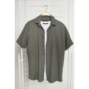 Trendyol Khaki Regular Fit Short Sleeve Textured Knitted Shirt