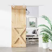 vidaXL Drsna vrata Naravna in bela 80 x 210 cm Masiven borov les