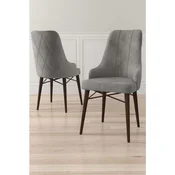 Hanah Home set trpezarijskih stolica Neta 8 kom, siva tkanina Babyface, drvene noge boje oraha
