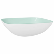 vidaXL Stekleni umivalnik 42x42x14 cm bel