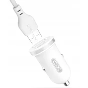 shumee Avtomobilski polnilnik XO TZ08 2x USB 2.1A bel + USB-C kabel
