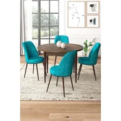 Hanah Home Set Trpezarijski sto i 4 stolice, Tirkizno-braon