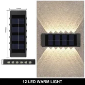 KJB Solarna stenska svetilka gor/dol, 12 LED, topla bela svetloba, 1 kos