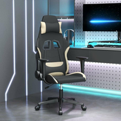 vidaXL Vrtljiv gaming stol črno in krem blago