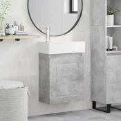 vidaXL Kopalniška omarica s tapo Betonsko siva 45,5 x 22,5 x 84 cm