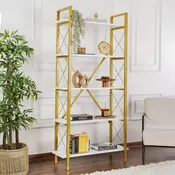Hanah Home Polica za knjige Elysian, 90x180x33.5 cm, Bela i zlatna