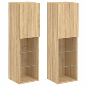 Greatstore TV omarica z LED lučkami 2 kosa sonoma hrast 30,5x30x102 cm