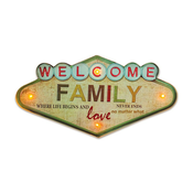 Retro metalni znak Led Welcome Family Forever Svjetlo