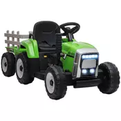 Homestar Električni traktor na akumulator z prikolico za otroke 1365x50x525 cm zelene barve