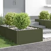 vidaXL Robovi trave 4 kos 60 x 60 x 35 cm Jeklo Olivno zelena