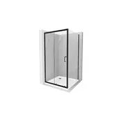 Mexen Apia drsna tuš kabina 90 x 90 cm, prozorna, črna + tuš kad Flat, bela - 840-090-090-70-00-4010B