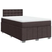 Vidaxl Box spring postelja z vzmetnico temno rjav 120x200 cm blago