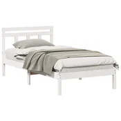 Vidaxl Konstrukcija postelje Bela 90 x 200 cm Masivno borovo les