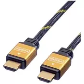 ROLINE Roline HDMI priključni kabel HDMI-A vtič 3.00 m črna\, zlata 11.04.5563 dvojno oklopljen\, pozlačeni konektorji HDMI kabel, (20419185)