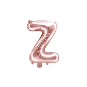 PartyDeco Folija balon črka Z roza zlata 35 cm