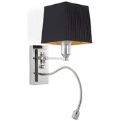 Casa Padrino luxury wall lamp silver/black 14 x 25 x H. 30.5 cm - Wall lamp with swiveling LED reading light - Hotel lights - Luxury lights - Luxury wall lights - Luxury quality