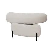 SONNENH Slonokoščen tabure v obliki polmeseca, tkanina sherpa, shranjevalni prostor in obrnljiv pokrov s pladnjem, 86 x 47,5 x 43 cm