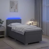 vidaXL Postelja s pomičnim okvirjem, vzmetnico in LED Svetlo siva
