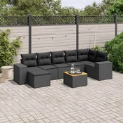 8-dijelni set vrtnih sofa od poliratana s jastucima crni Crna 83 x 62 x 69 cm