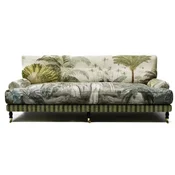 Casa Padrino luxury velvet sofa green/multicolored/black/brass 200 x 100 x H. 87 cm - Living room sofa - Hotel sofa - Living room furniture - Hotel furniture - Luxury living room furniture