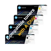 Komplet 219X Tonerjev B + C + M + Y ( z A čipi) , FENIX črn za 3.200, barvni po 2,500 strani za HP Color LaserJet Pro 3202dw, 3202dn, MFP 3302fdw, MFP 3302fdn, MFP 3302sdw