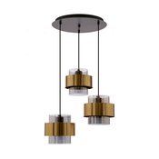Spiega Pendant Lamp  Black+Brass 3X60W E27 Smokey Lapmshade