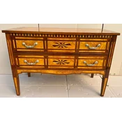 Casa Padrino Biedermeier chest of drawers with 2 drawers brown/natural/silver - Handmade solid wood dresser - Biedermeier bedroom furniture