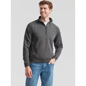 Grey Mens Sweatshirt Zip Neck Sweat Fruit of the Loom