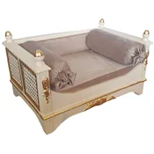 Casa Padrino baroque dog bed gray/cream/gold - Magnificent antique style dog bed - Handmade dog furniture in the baroque style - Antique style pet furniture - Baroque pet furniture