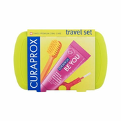 Curaprox Travel Set Green Set zložljiva zobna ščetka CS 5460 Ultra Soft 1 kos + zobna pasta Be You Candy Lover Watermelon 10 ml + medzobna ščetka 2 kos + držalo za medzobno ščetko 1 kos