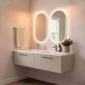 Skye Decor Set kupatilskog ormarica sa umivaonikom i ogledalom, 2 dela, Bež