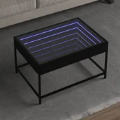 vidaXL Klubska mizica z neskončnimi LED črna 70x50x41 cm