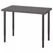 LINNMON / OLOV Radni sto, tamnosiva/crna, 100x60 cm