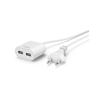 HAMA USB strujni adapter s kabelom dužine 1,9 m, 2,4 A, 2x USB-A, bijeli
