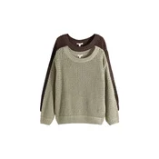 The Set Pulover temno rjava / pastelno zelena