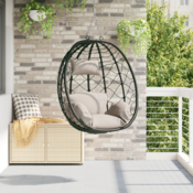 Vidaxl Viseči stol v obliki jajca Taupe 91.5 x 60 x 110 cm poli ratan