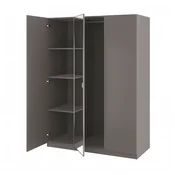 PAX/FORSAND/AHEIM Garderobni sestav, temno siva/ogledalo, 150x60x201 cm