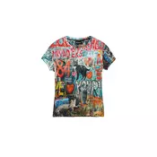 Desigual Majica Cats  cijansko modra / oranžno rdeča / temno rdeča / črna